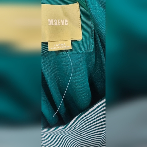 Anthropologie Maeve Cameron Striped Asymmetrical Green Striped Dress Large NEW - Picture 6 of 10